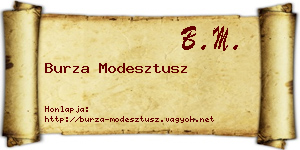 Burza Modesztusz névjegykártya